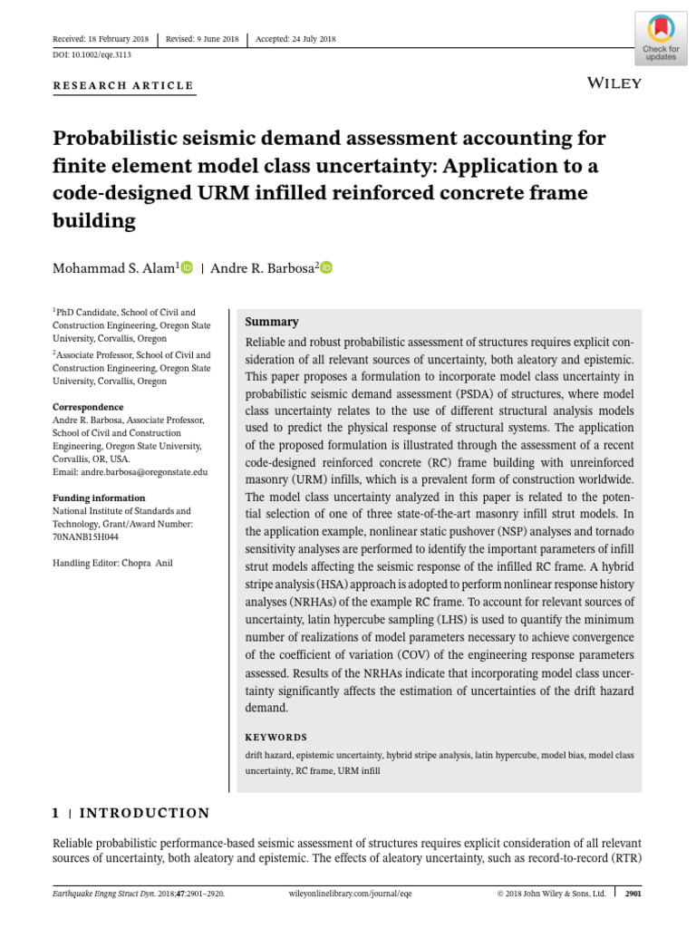 Seismic Demand Assessment with Model Uncertainty | PDF | Finite Element ...