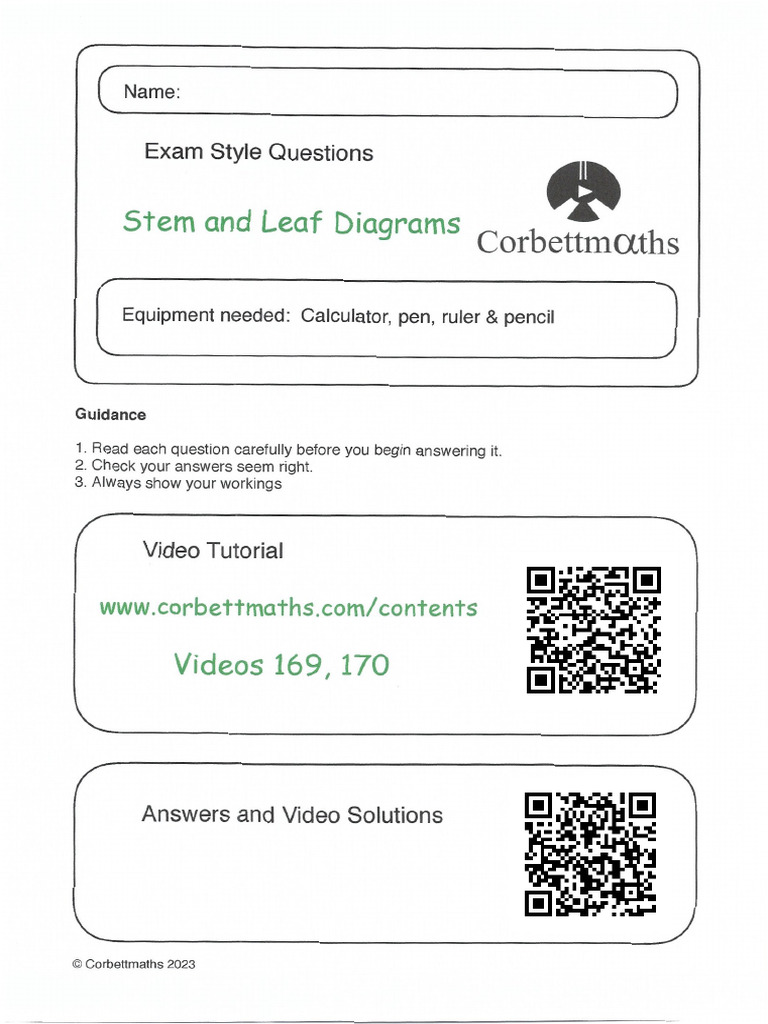 Stem and Leaf Answers | PDF
