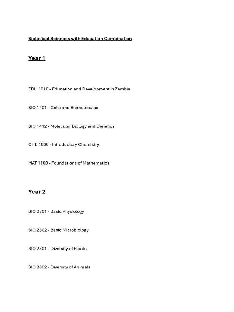 Biological Sciences Education Curriculum | PDF