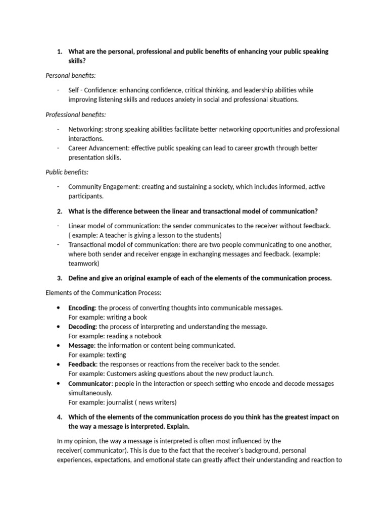Benefits of Public Speaking Skills | PDF | Communication | Public Speaking