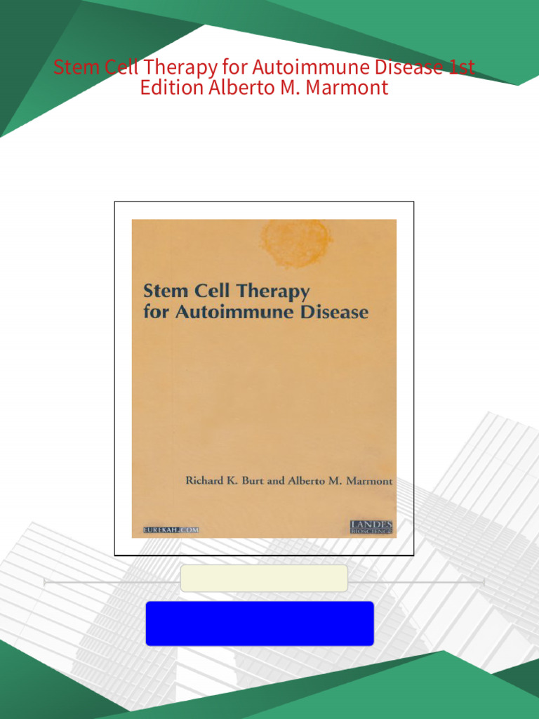 Stem Cell Therapy For Autoimmune Disease 1st Edition Alberto M. Marmont ...