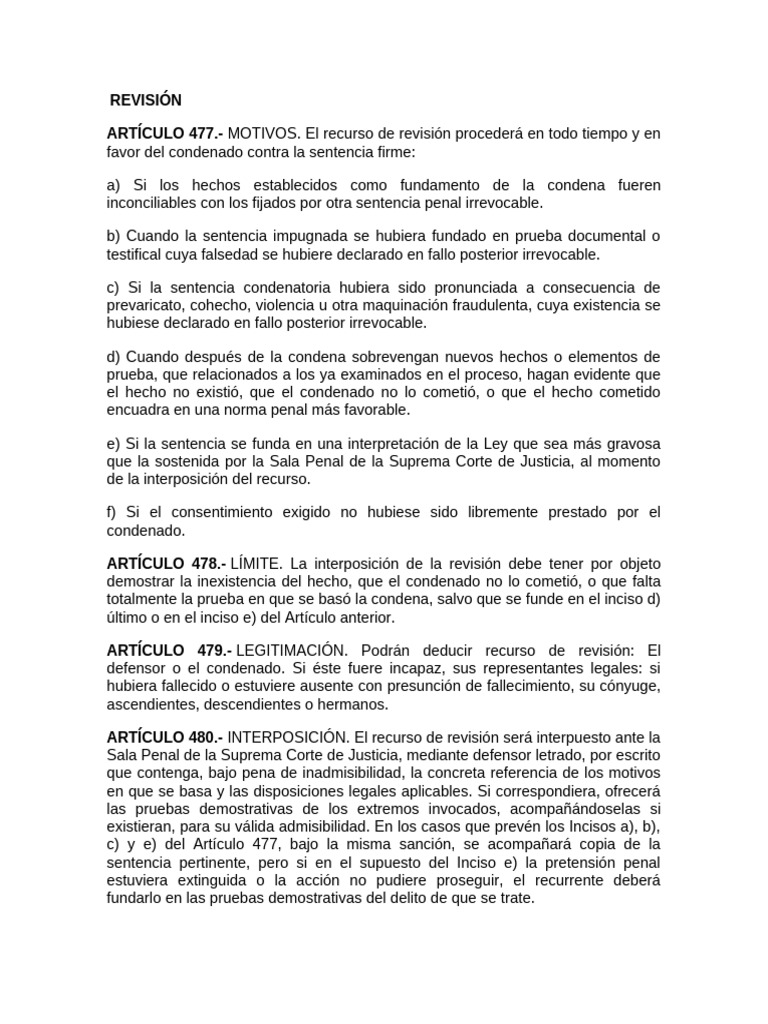 Motivos y Proceso de Revisión Penal | PDF | Justicia | Crimen y violencia