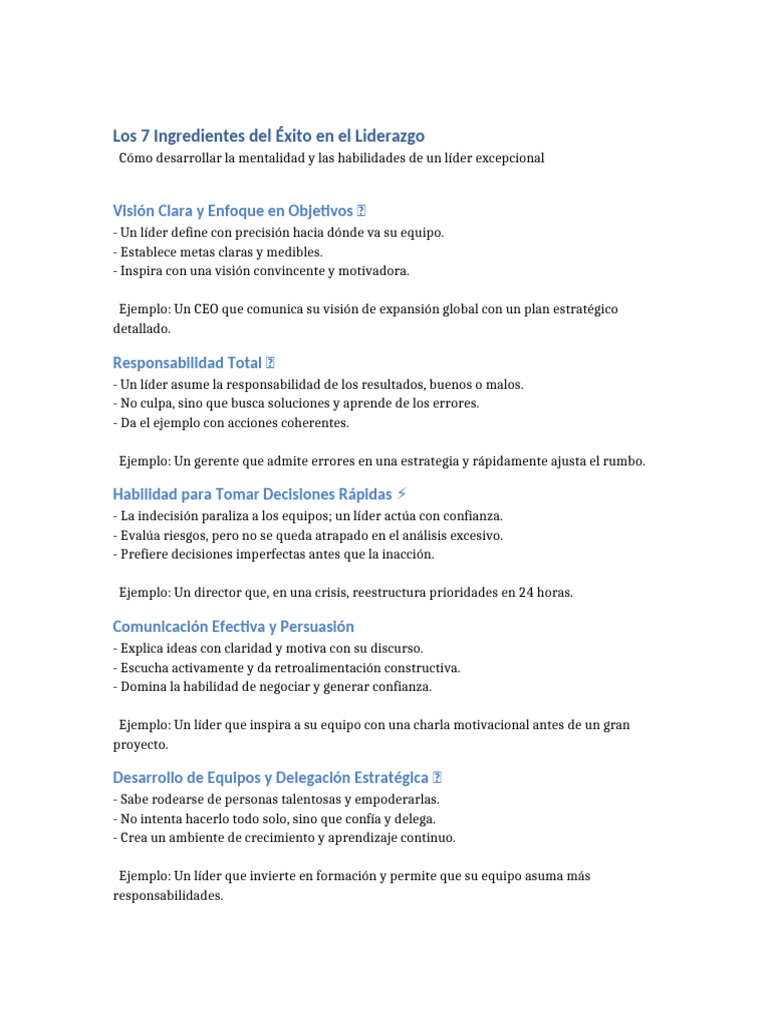 7 Claves para un Liderazgo Exitoso | PDF