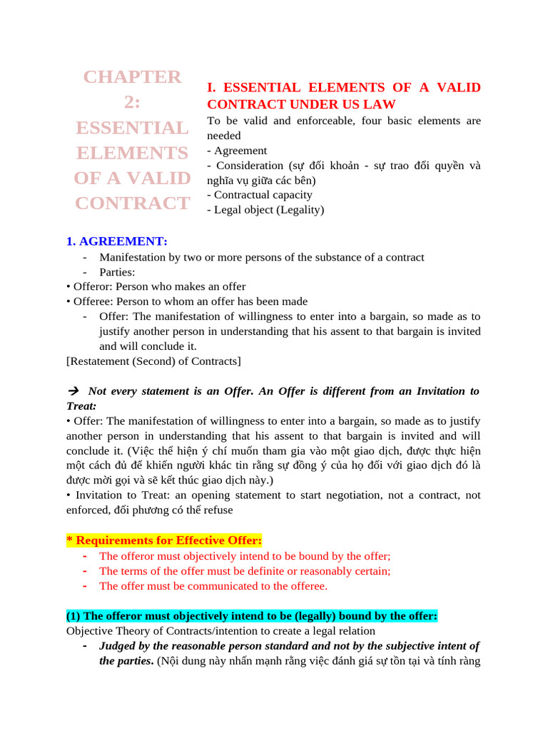 Chapter 2_ Essential Elements of a Valid Contract | PDF | Offer And ...