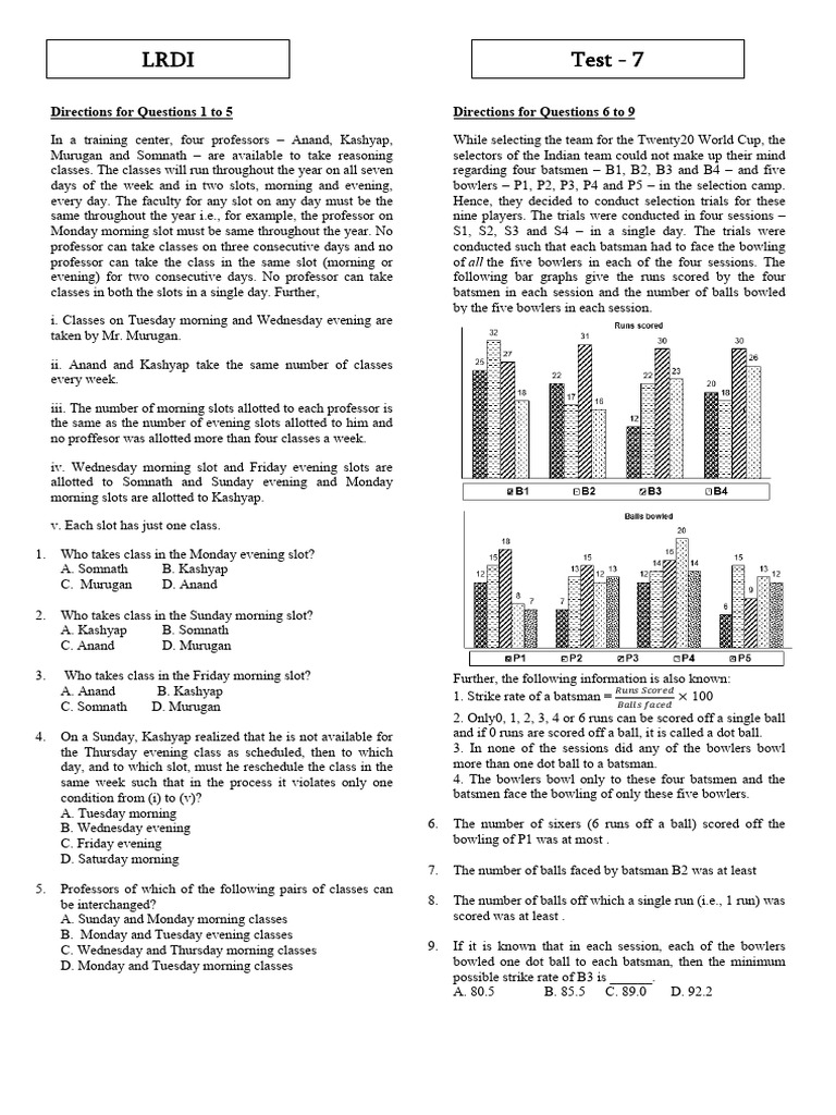 LRDI Test 7: Class Scheduling & Racing Analysis | PDF | Motorcycle ...