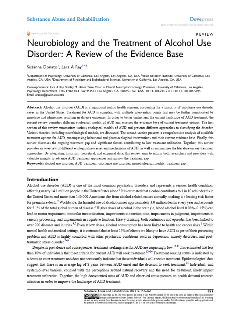 SAR 409943 Neurobiology and The Treatment of Alcohol Use Disorder A Re ...