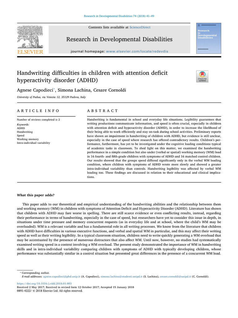 Handwriting Challenges in ADHD Children | PDF | Attention Deficit ...