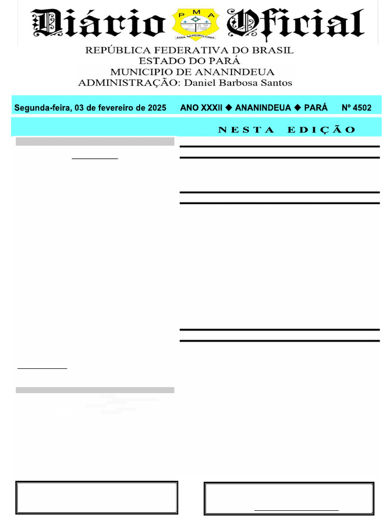 Atos do Executivo e Legislativo de Ananindeua | PDF