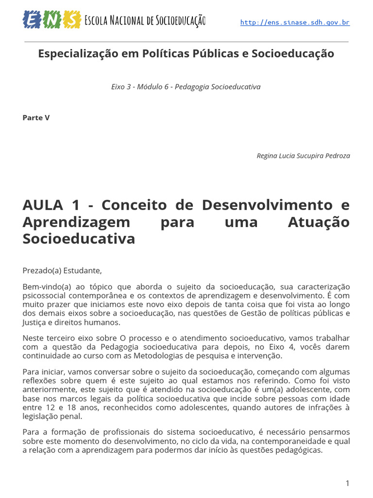Desenvolvimento e Aprendizagem na Socioeducação | PDF | Aprendizado ...