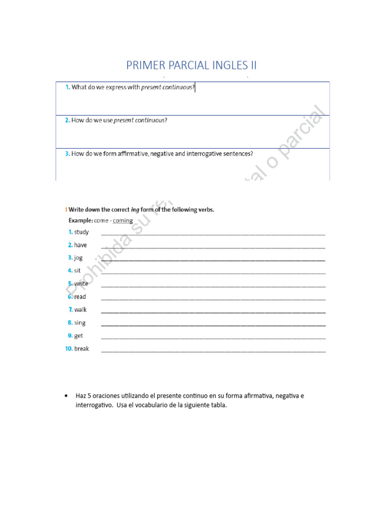 Primer Parcial Ingles Ii | PDF