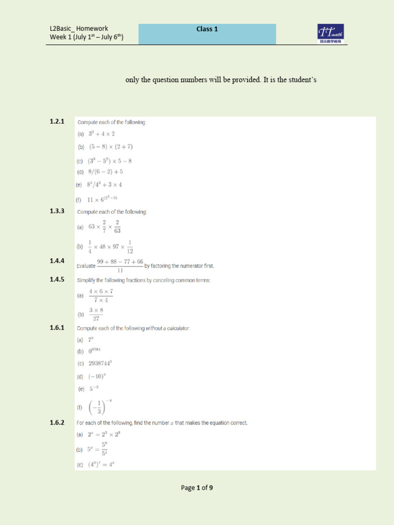 Homework Week1 L2Basic QUESTIONS | PDF
