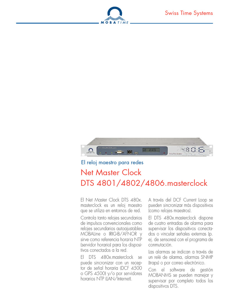 LS 800719.08 DTS 4801 4802 4806 Masterclock | PDF | Relé | Red de área ...