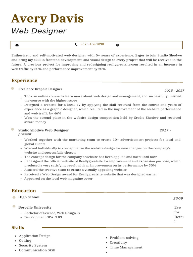 White Professional Web Designer Resume | PDF | Web Design | Design