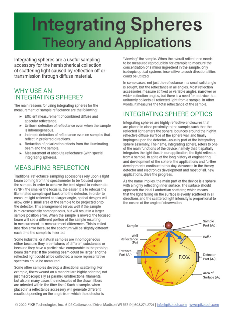 Integrating Sphere Theory and Applications | PDF | Reflectance ...
