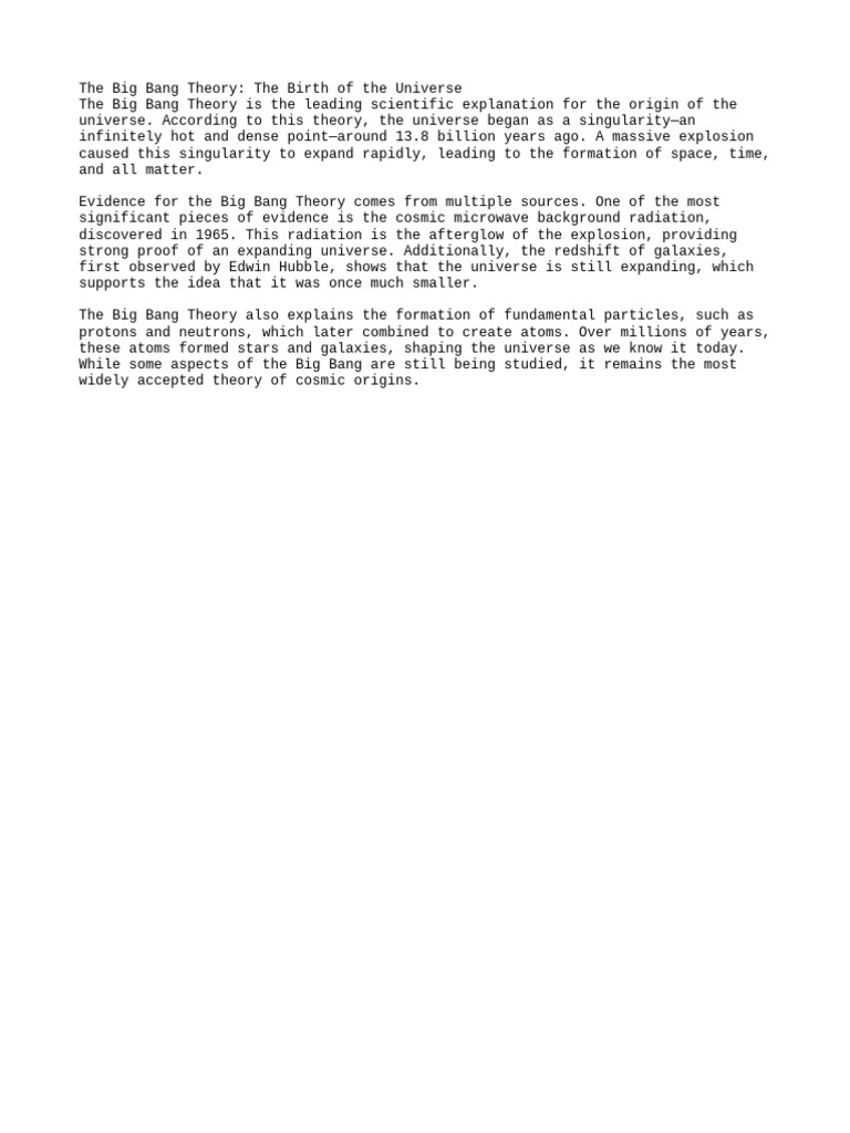 The Big Bang Theory The Birth of the Universe | PDF