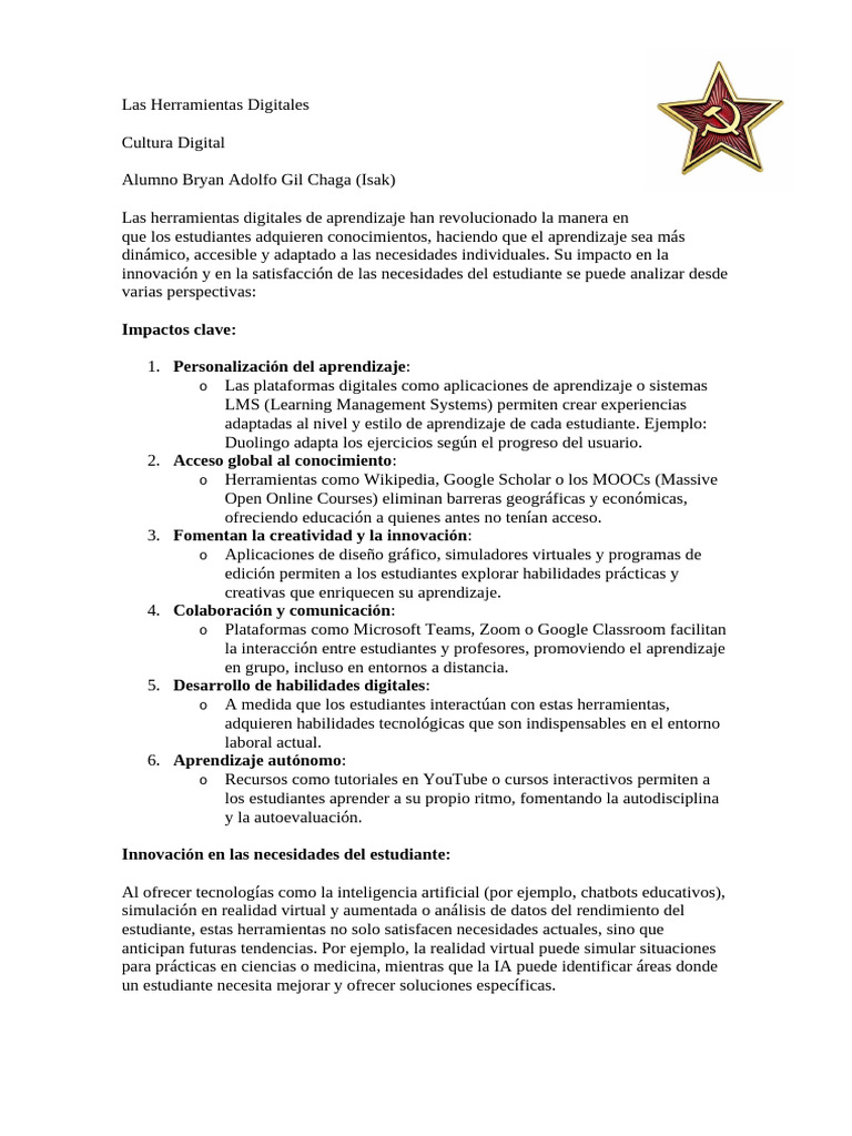 Herramientas Digitales en el Aprendizaje | PDF | Aprendizaje ...