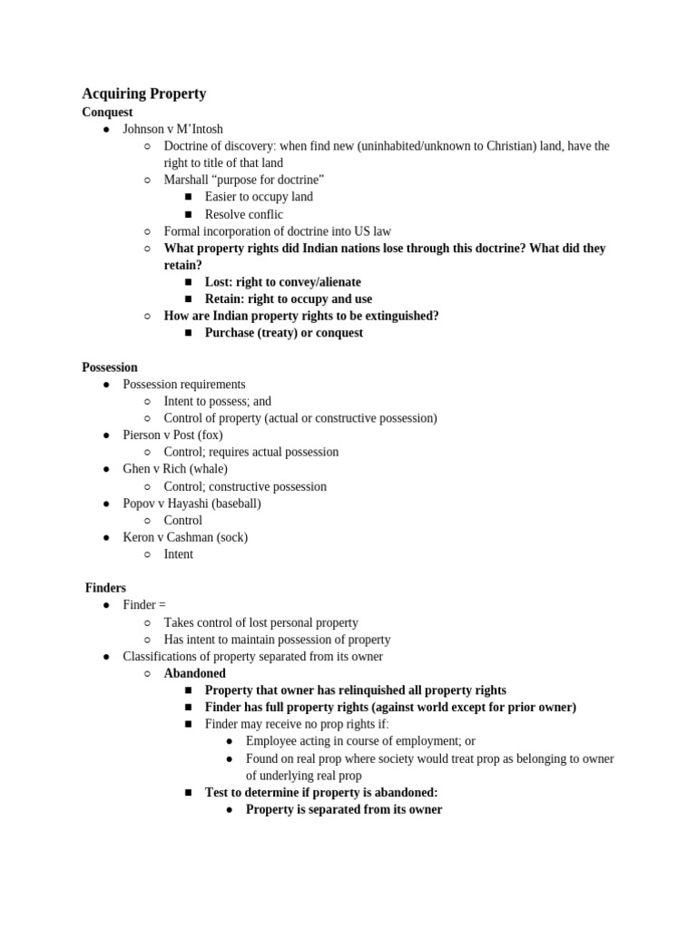 Property Rights and Acquisition Overview | PDF | Leasehold Estate ...
