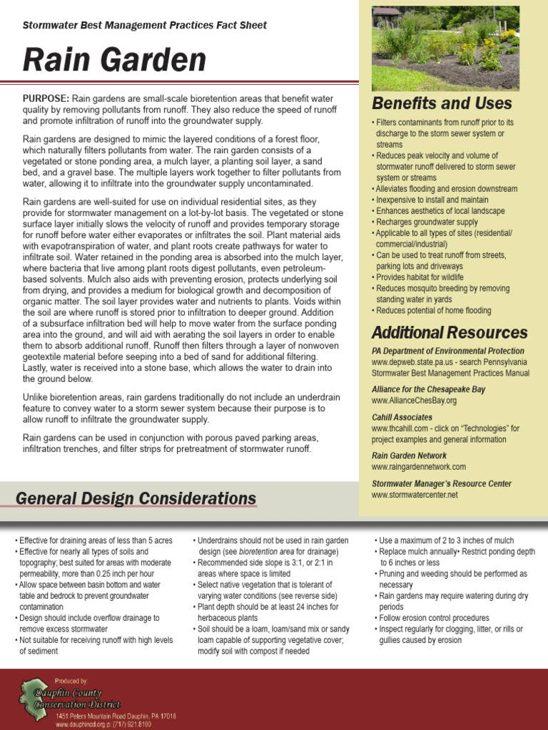 Rain Garden Stormwater Management Guide | PDF | Surface Runoff | Stormwater