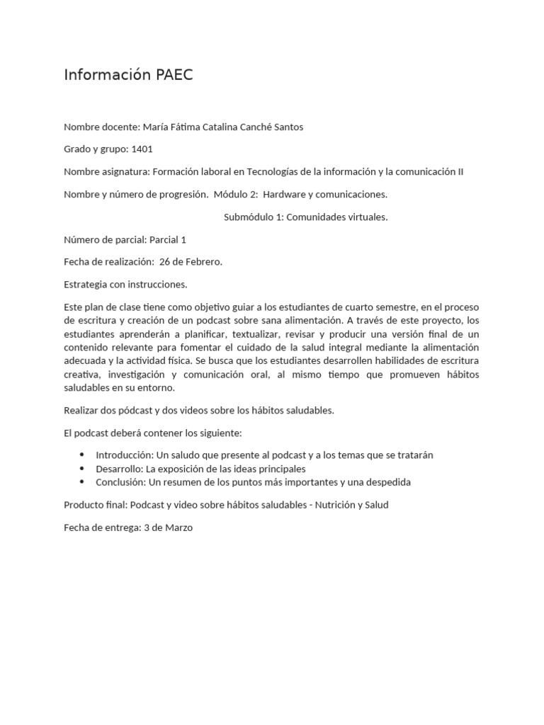 Información PAEC | PDF
