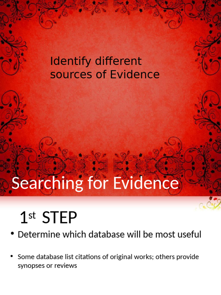 Sources and Strategies for Evidence Search | PDF | Systematic Review ...