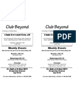 Club Beyond September Kick-off and Weekly Events