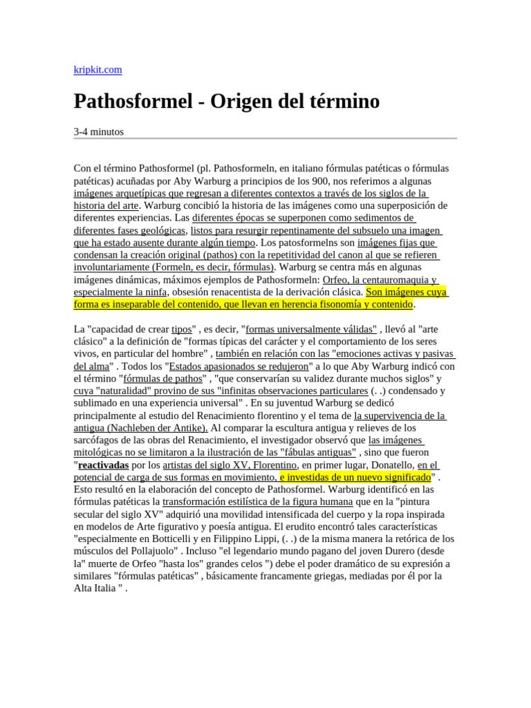 Pathosformel: Imágenes en la Historia del Arte | PDF | Renacimiento ...