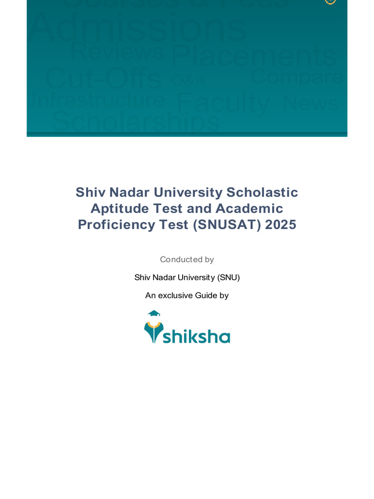 SNUSAT 2025 Exam Pattern Overview | PDF | Qualifications