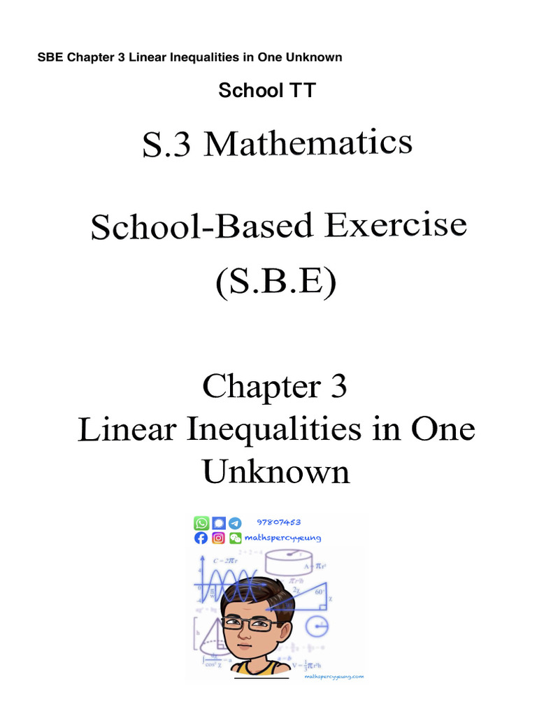 TT f3 Sbe Chapter 3 Linear Inequalities in One Unknown | PDF