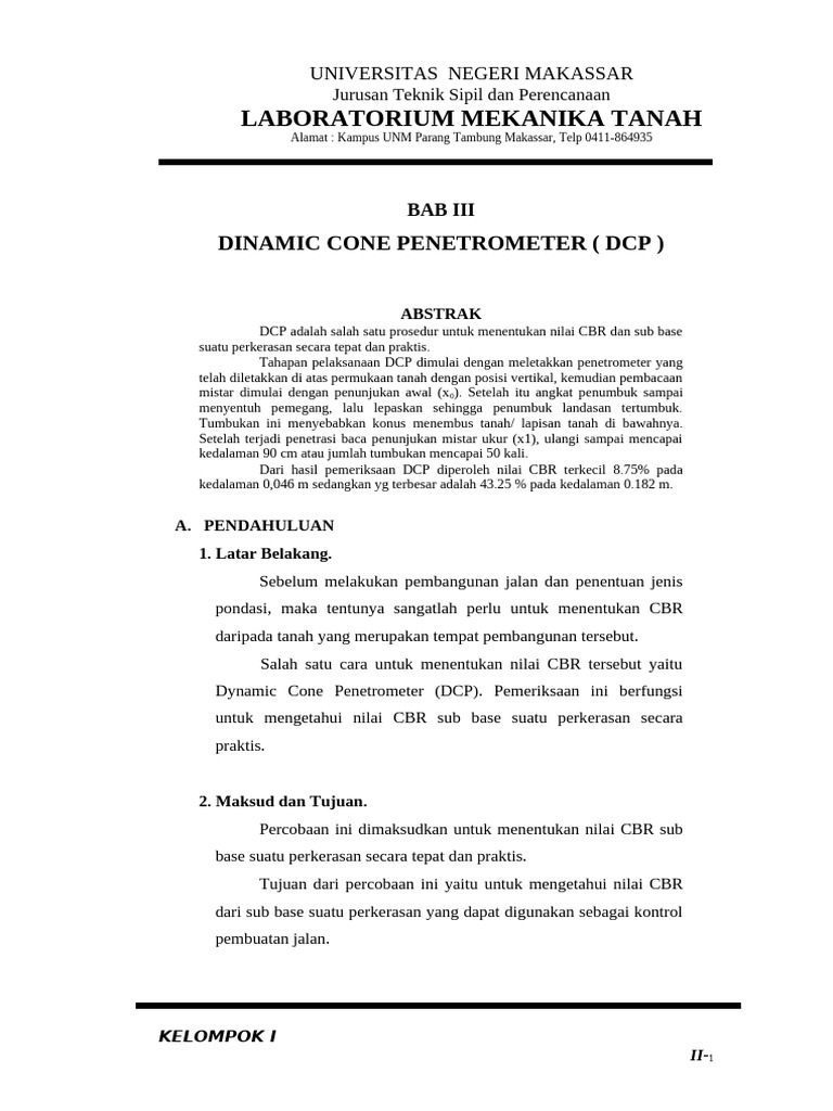 Metode DCP untuk Uji CBR Tanah | PDF