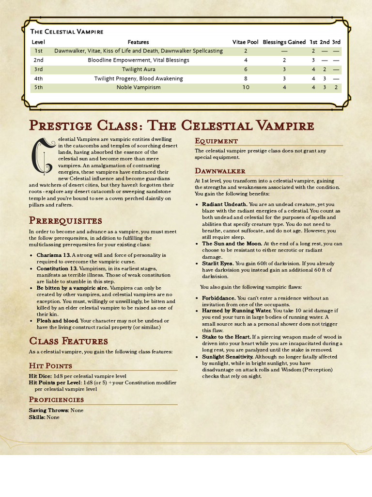 Celestial Vampire Prestige Class Guide | PDF | Vampires