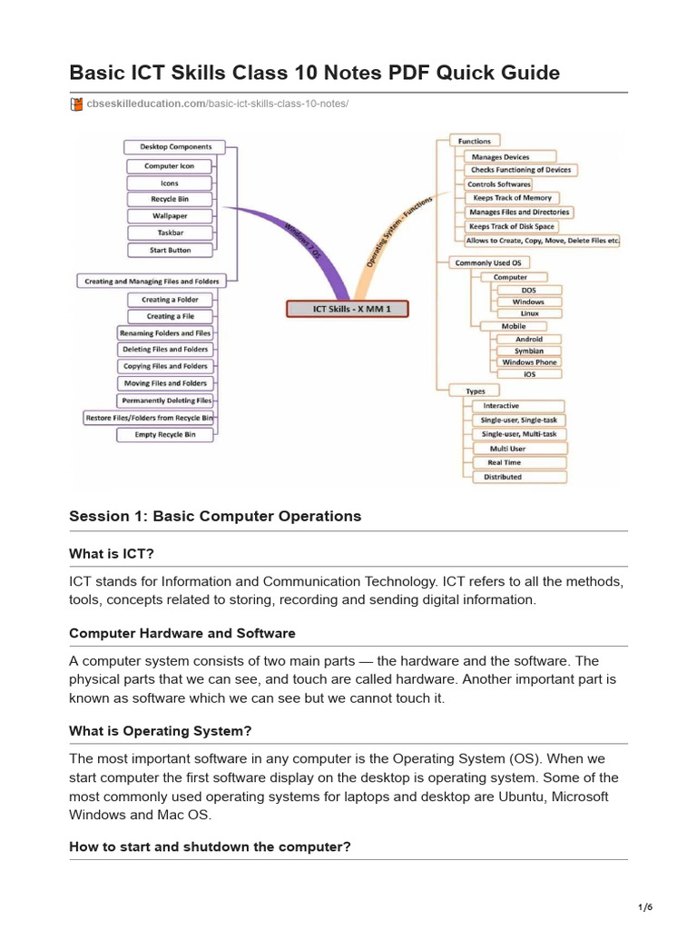cbseskilleducation.com-Basic ICT Skills Class 10 Notes PDF Quick Guide ...