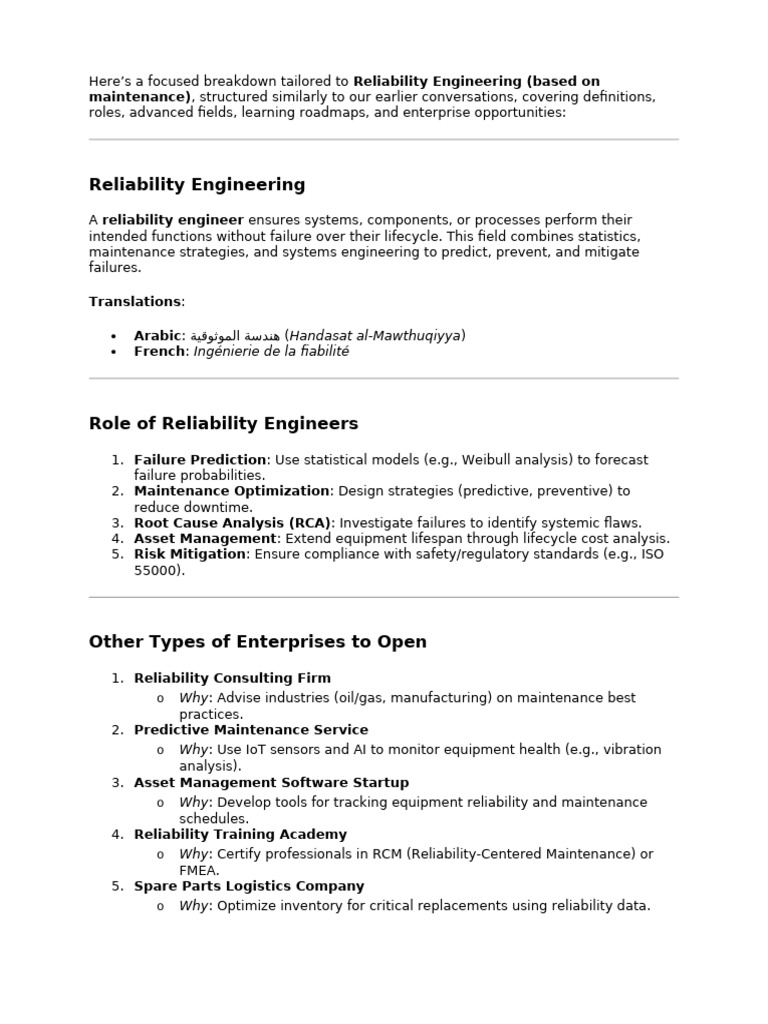 Reliability Improvement Roadmap | PDF | Reliability Engineering ...