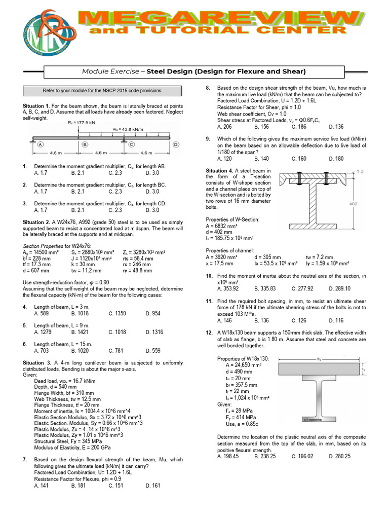 Steel Design: Flexure & Shear Analysis | PDF | Bending | Beam (Structure)