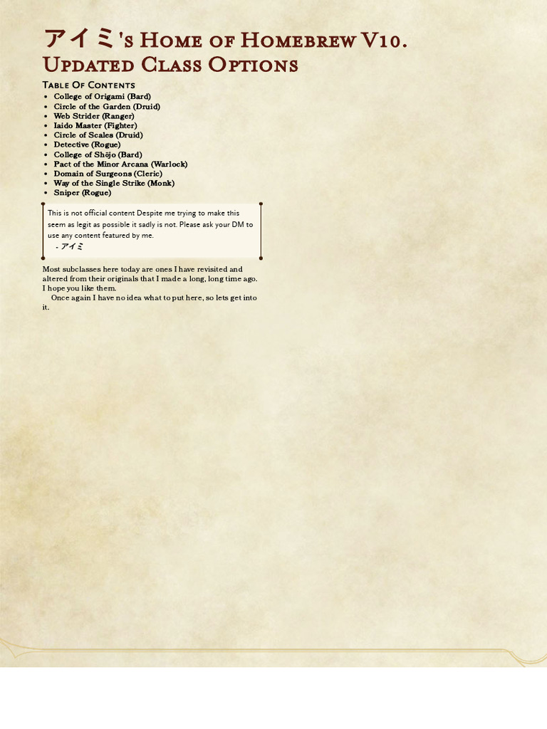 Homebrew Subclasses for RPGs V10 | PDF | Spider Web | Spider
