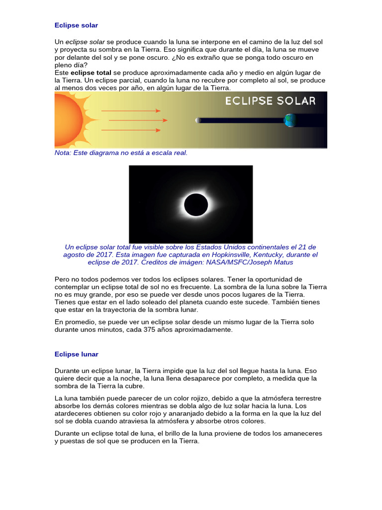 Diferencias entre eclipse solar y lunar | PDF | Eclipse | Luna