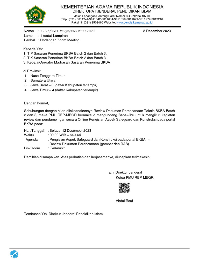 Undangan Review BKBA Batch 2 dan 3 | PDF
