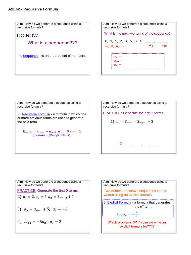 Generating Sequences with Recursion | PDF | Mathematics | Mathematical ...