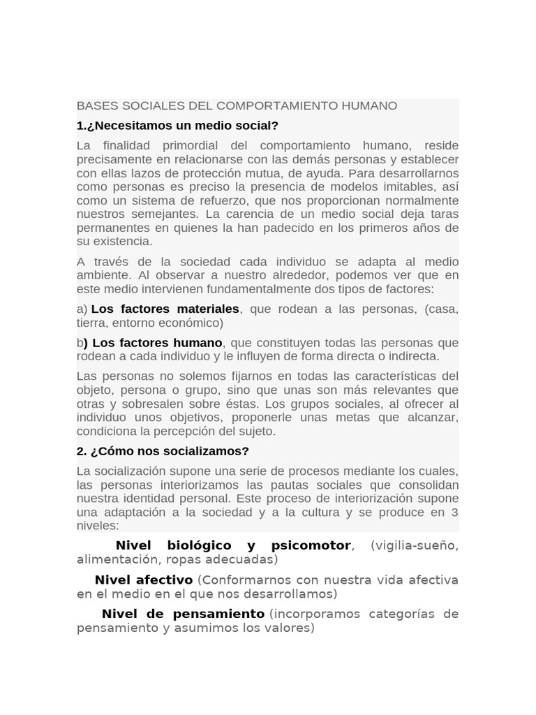 Bases Sociales del Comportamiento Humano | PDF | Comunicación | Sociedad