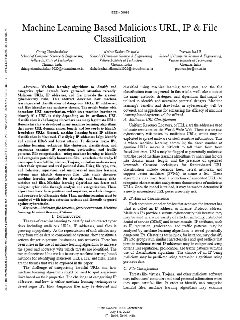 Machine Learning for Malicious URL & IP Detection | PDF | Malware ...