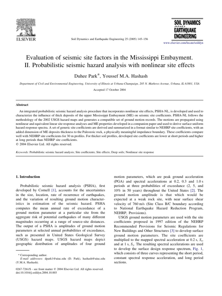 Seismic Hazard Analysis in Mississippi Embayment | PDF | Earthquakes ...
