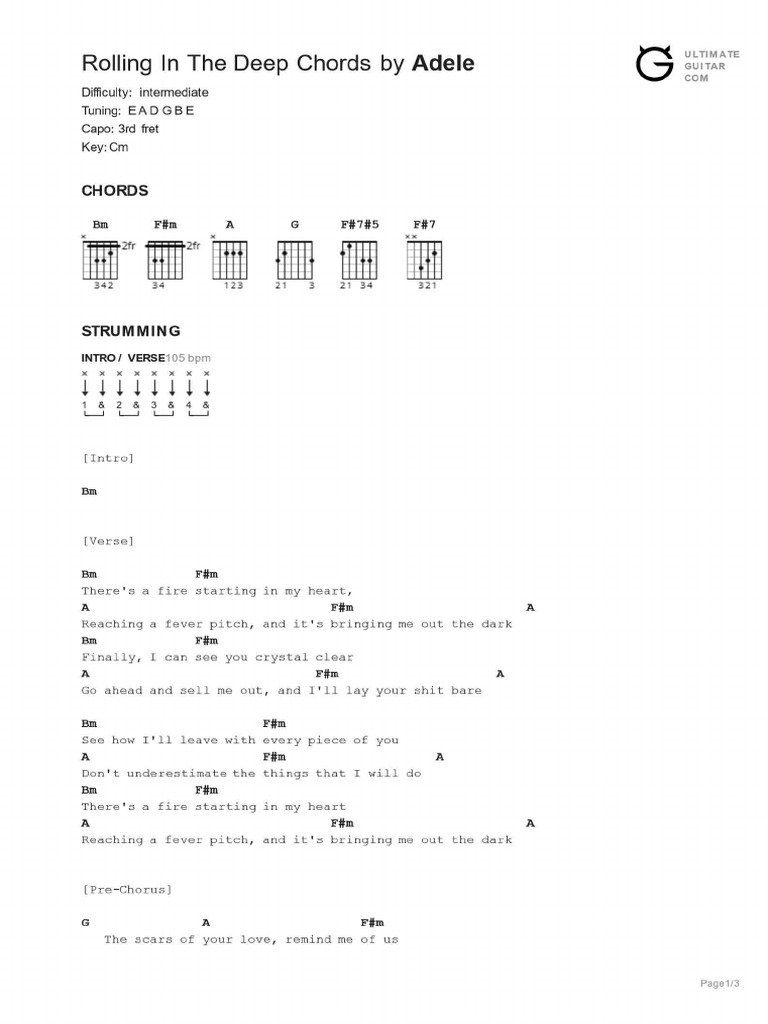 Rolling in The Deep Chords | PDF