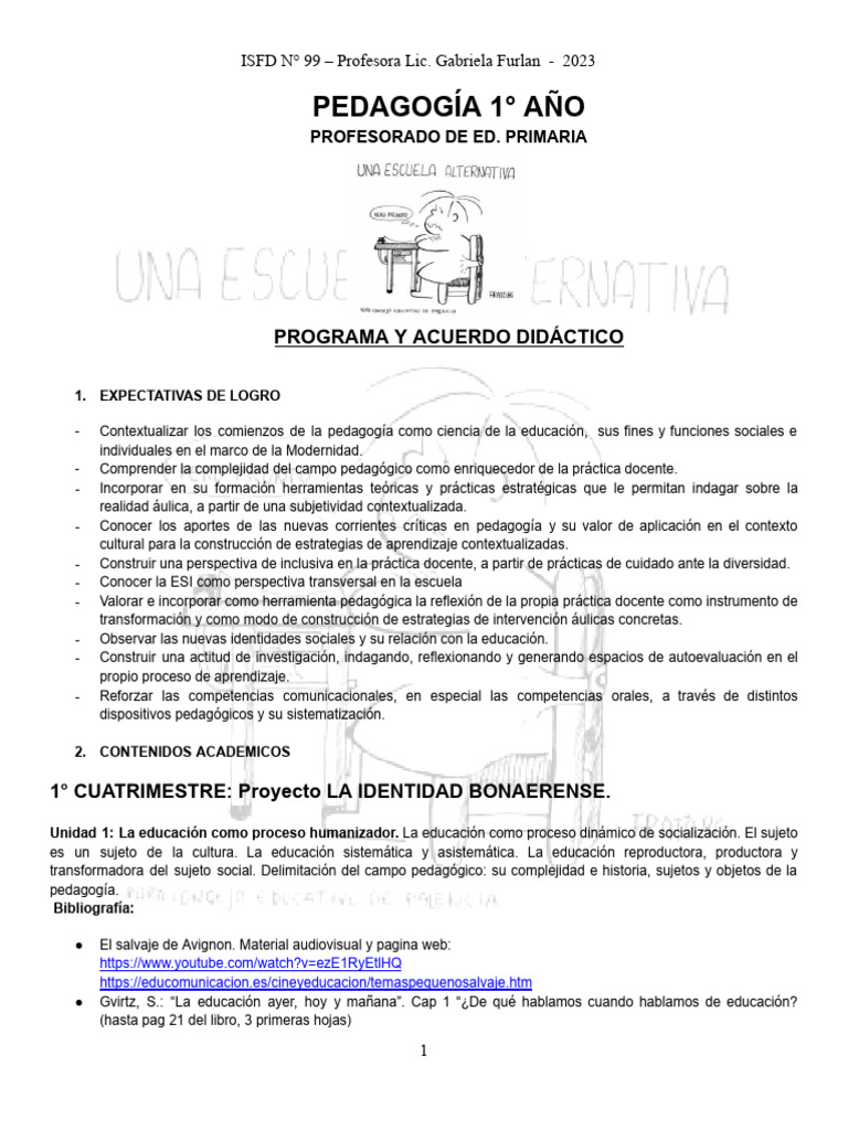 2.pedagogia Programa 2023 | PDF | Evaluación | Maestros