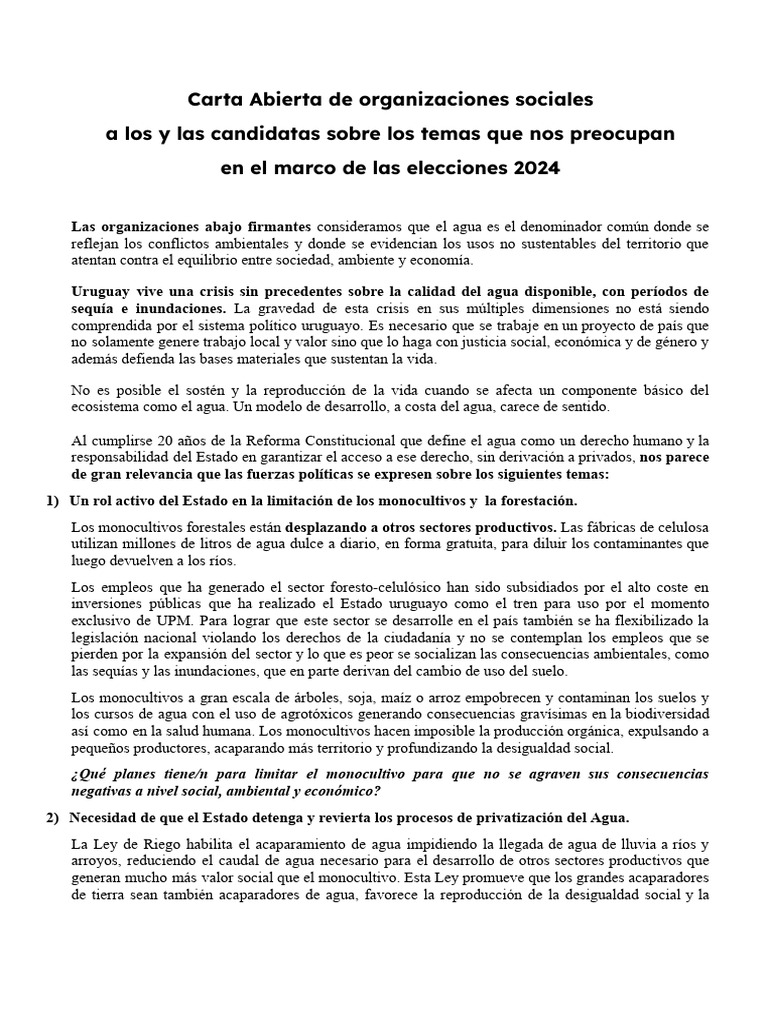 Crisis del Agua en Uruguay: Demandas Sociales | PDF | Agua | Uruguay
