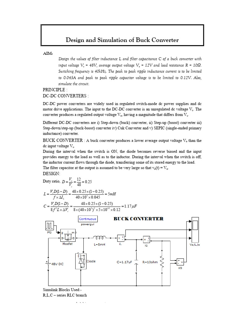 Buck Converter Design and Simulation | PDF | Power Electronics | Power ...