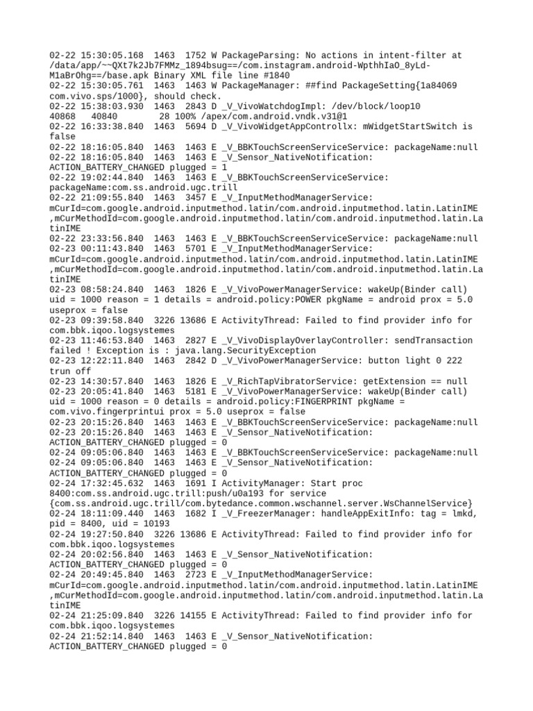 Vivo Device Log Analysis and Errors | PDF | Computer Programming ...