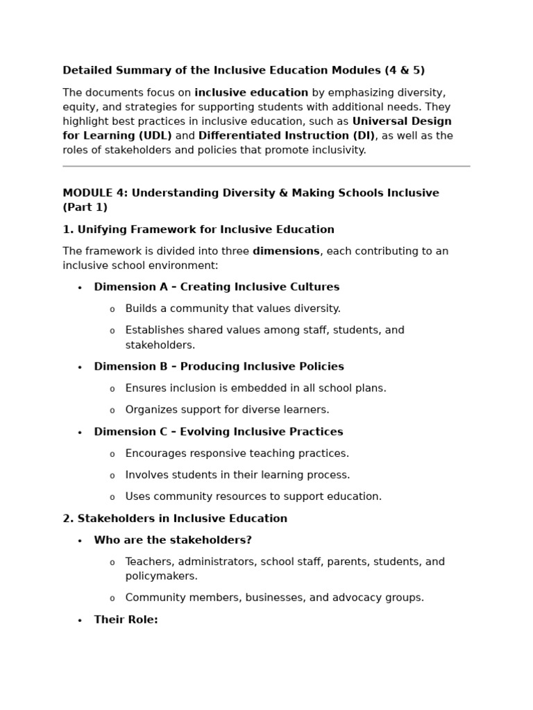 FSIE Mod 4-5 Reviewer | PDF | Inclusion (Education) | Special Education