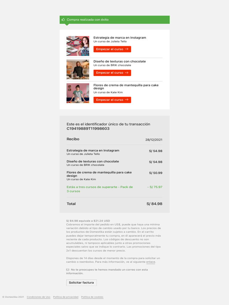 Compra Realizada Con Éxito Domestika | PDF
