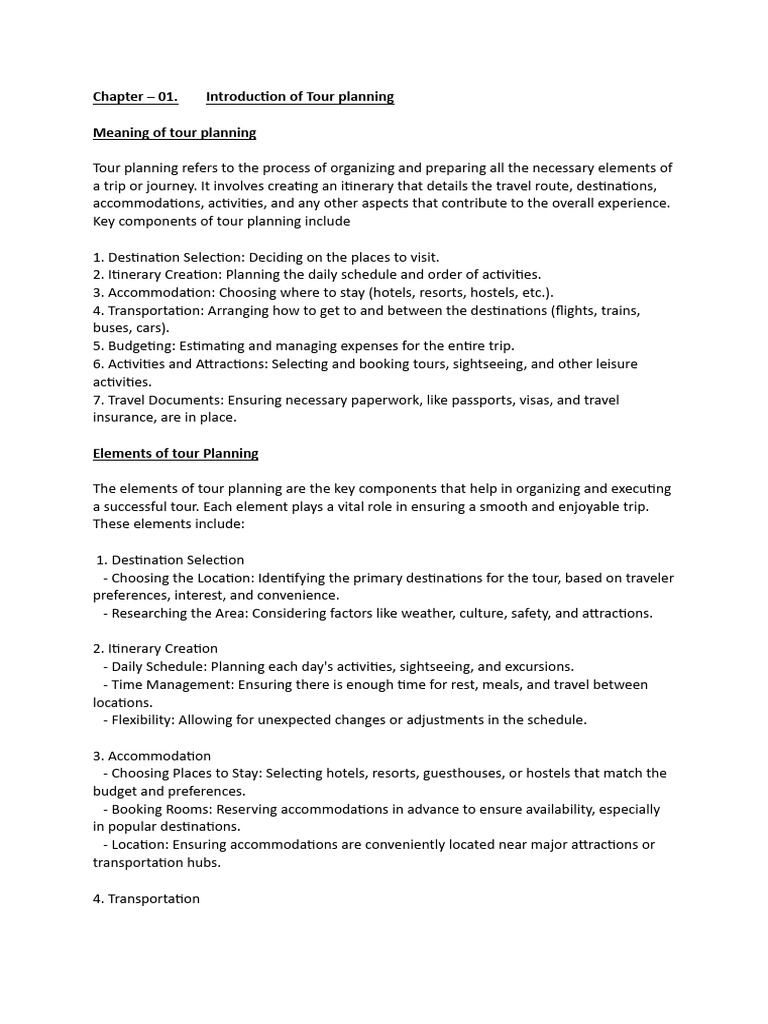 Essentials of Tour Planning Guide | PDF | Transport | Travel Visa