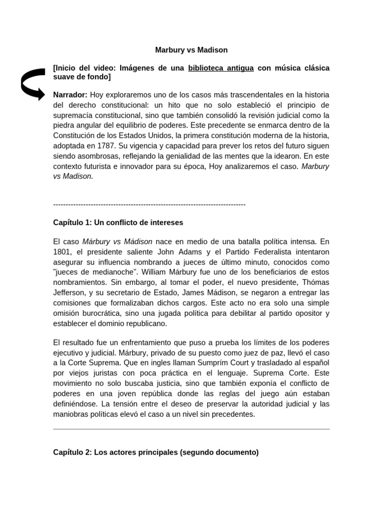 Guión Marbury Vs Madison | PDF | Constitución | Judicaturas