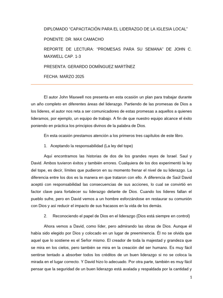 Liderazgo Efectivo en la Iglesia Local | PDF | Liderazgo | David